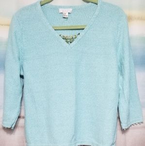 Christopher & Banks 3/4 Sleeve sweater XL w/Beads